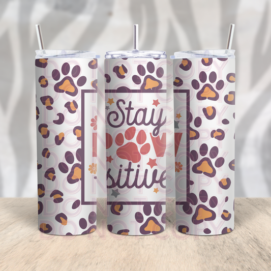 Stay Paw-sitive 20oz Skinny Tumbler Grape Vine Wholesale