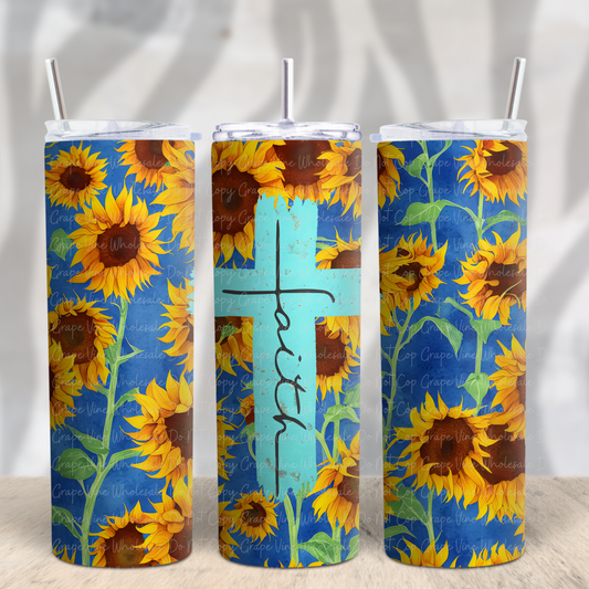 Sunflower Faith 20oz Skinny Tumbler Grape Vine Wholesale