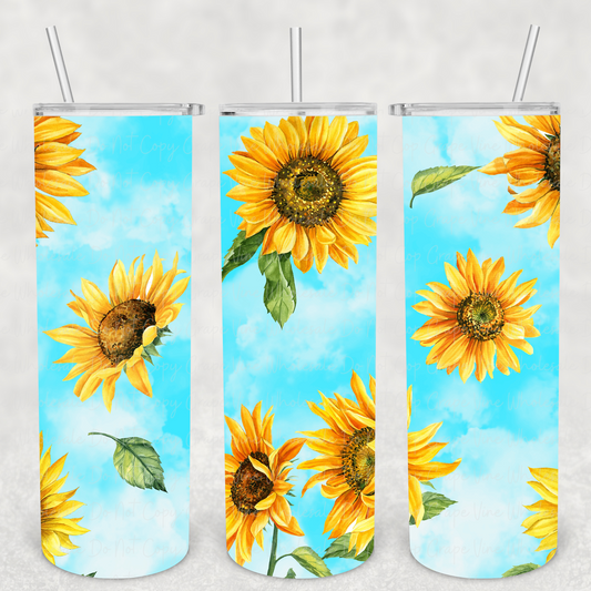 Sunflowers and Blue skies 20oz Skinny Tumbler Grape Vine Wholesale