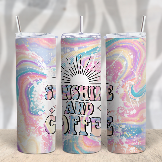 Sunshine and Coffee Pastel Tie dye 20oz Skinny Tumbler Grape Vine Wholesale