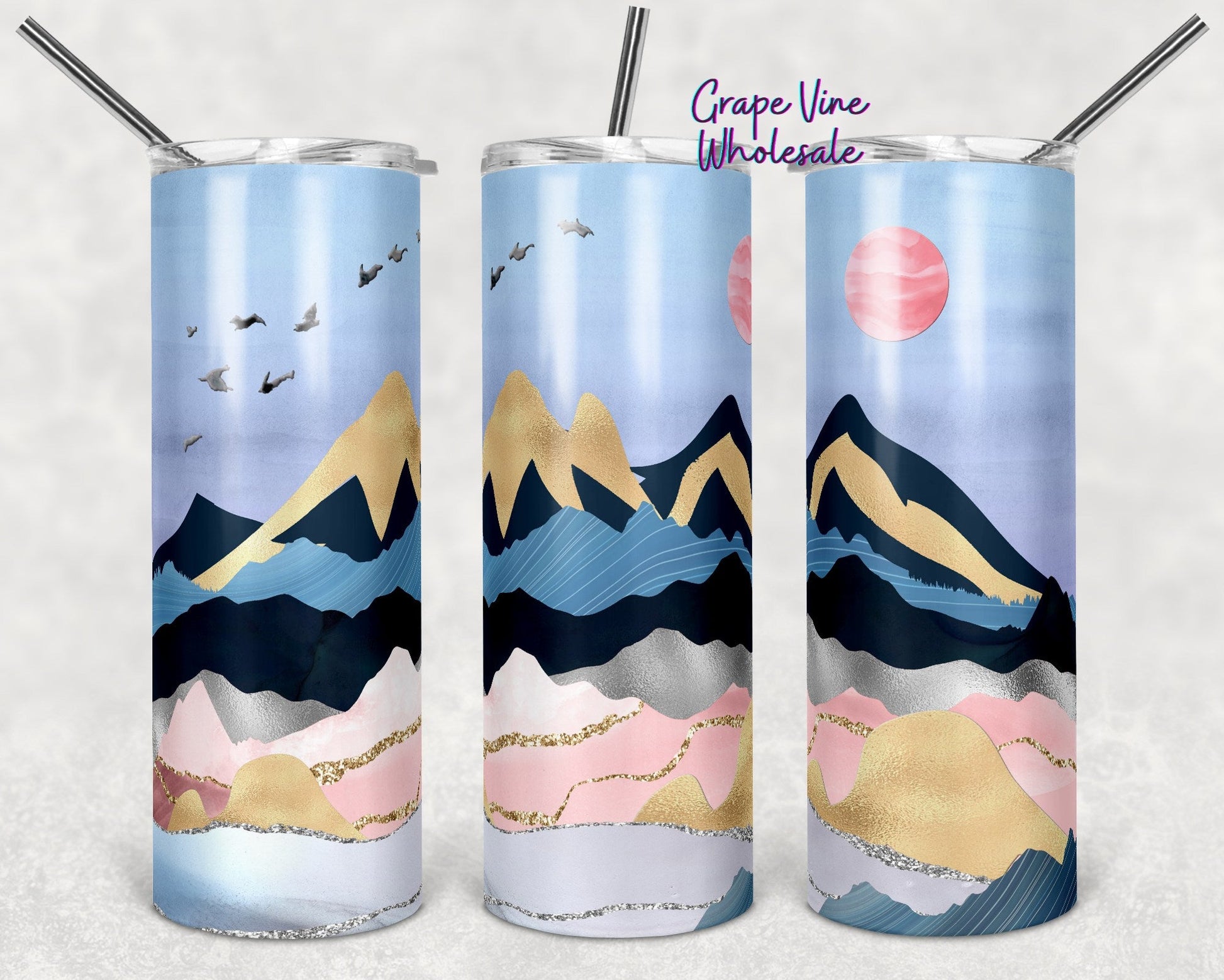 Take Me To The Pastel Mountains 20oz Skinny Tumbler Grape Vine Wholesale