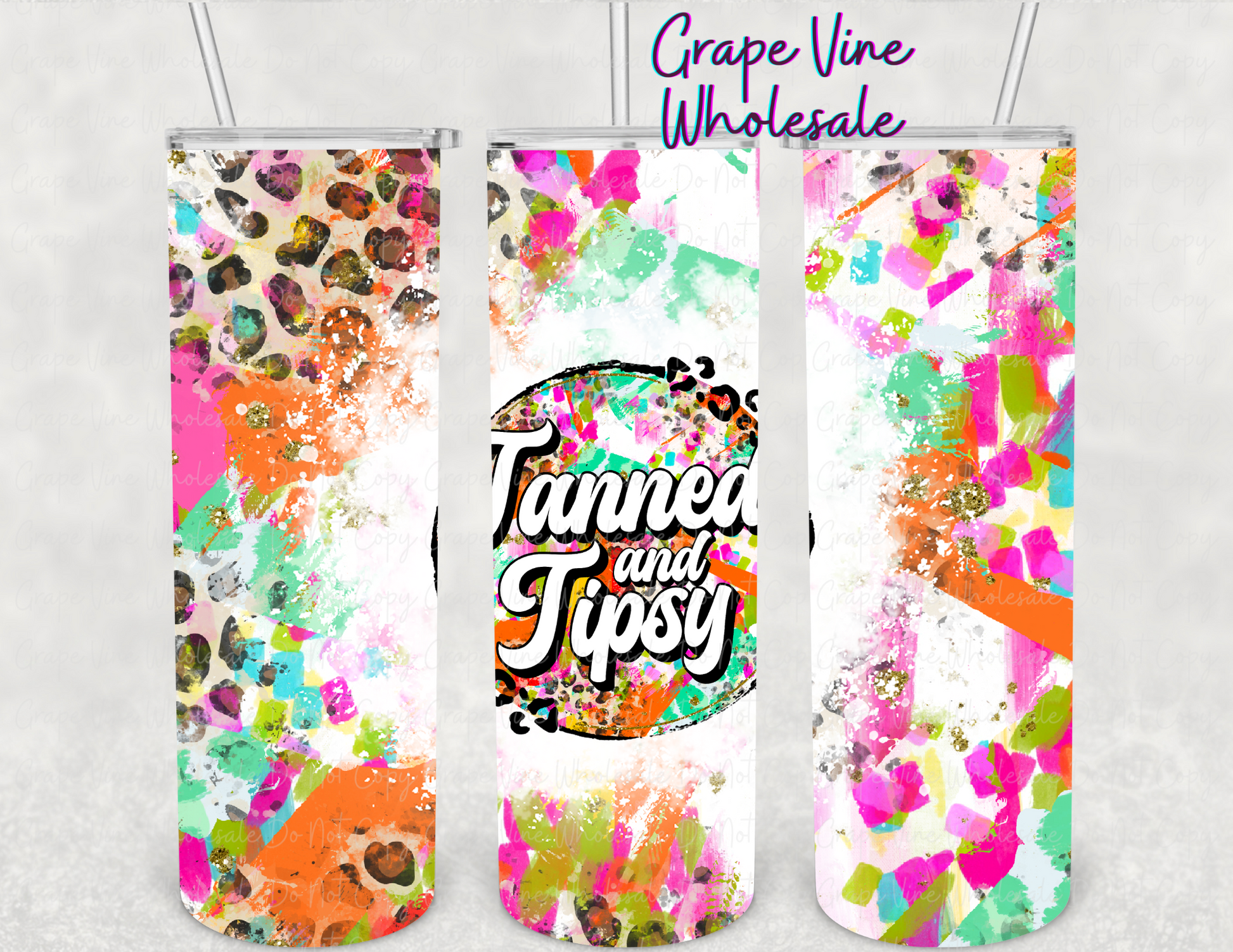 Tanned and Tipsy 20oz Skinny Tumbler Grape Vine Wholesale