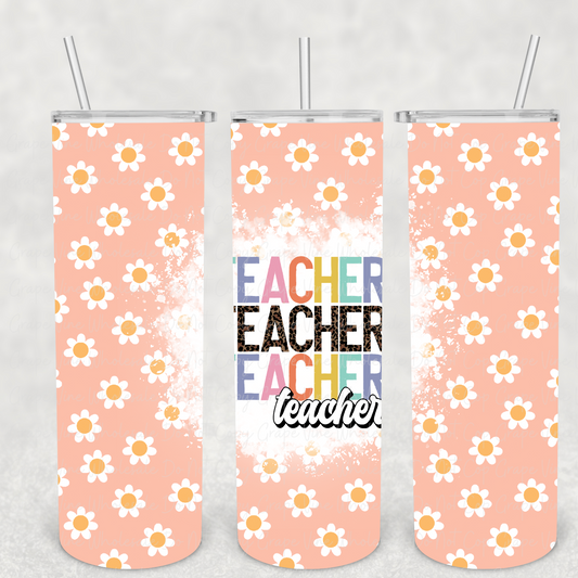 Teacher (pastel flowers) 20oz Skinny Tumbler Grape Vine Wholesale