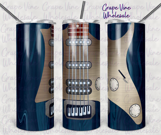 Teal Electric Guitar 20oz Skinny Tumbler Grape Vine Wholesale