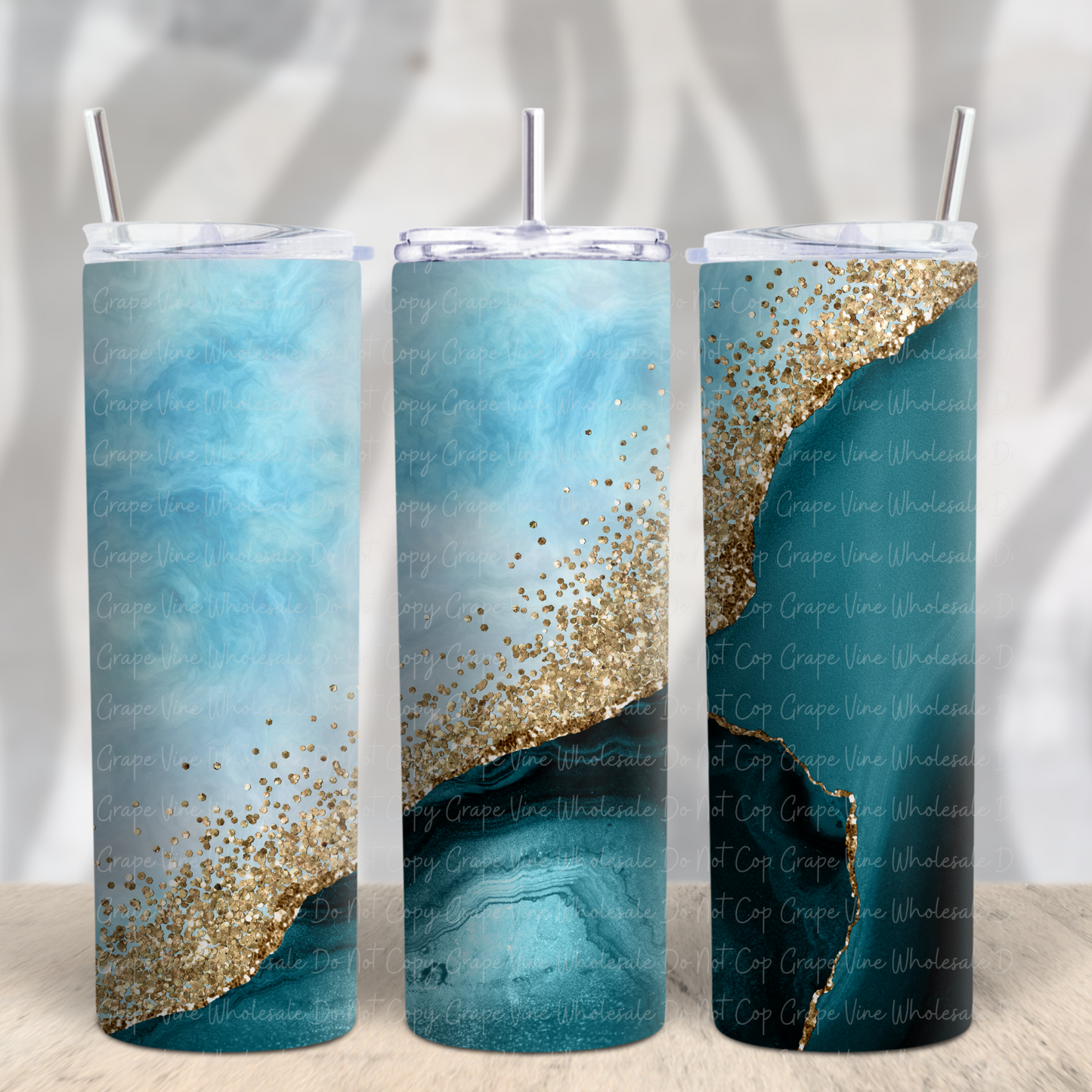 Teal Marble 20oz Skinny Tumbler Grape Vine Wholesale