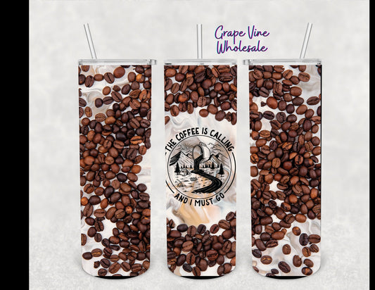 The Coffee Is Calling 20oz Skinny Tumbler Grape Vine Wholesale