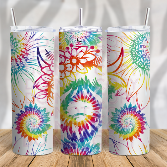 Tie dye Highland Cow 20oz Skinny Tumbler Grape Vine Wholesale