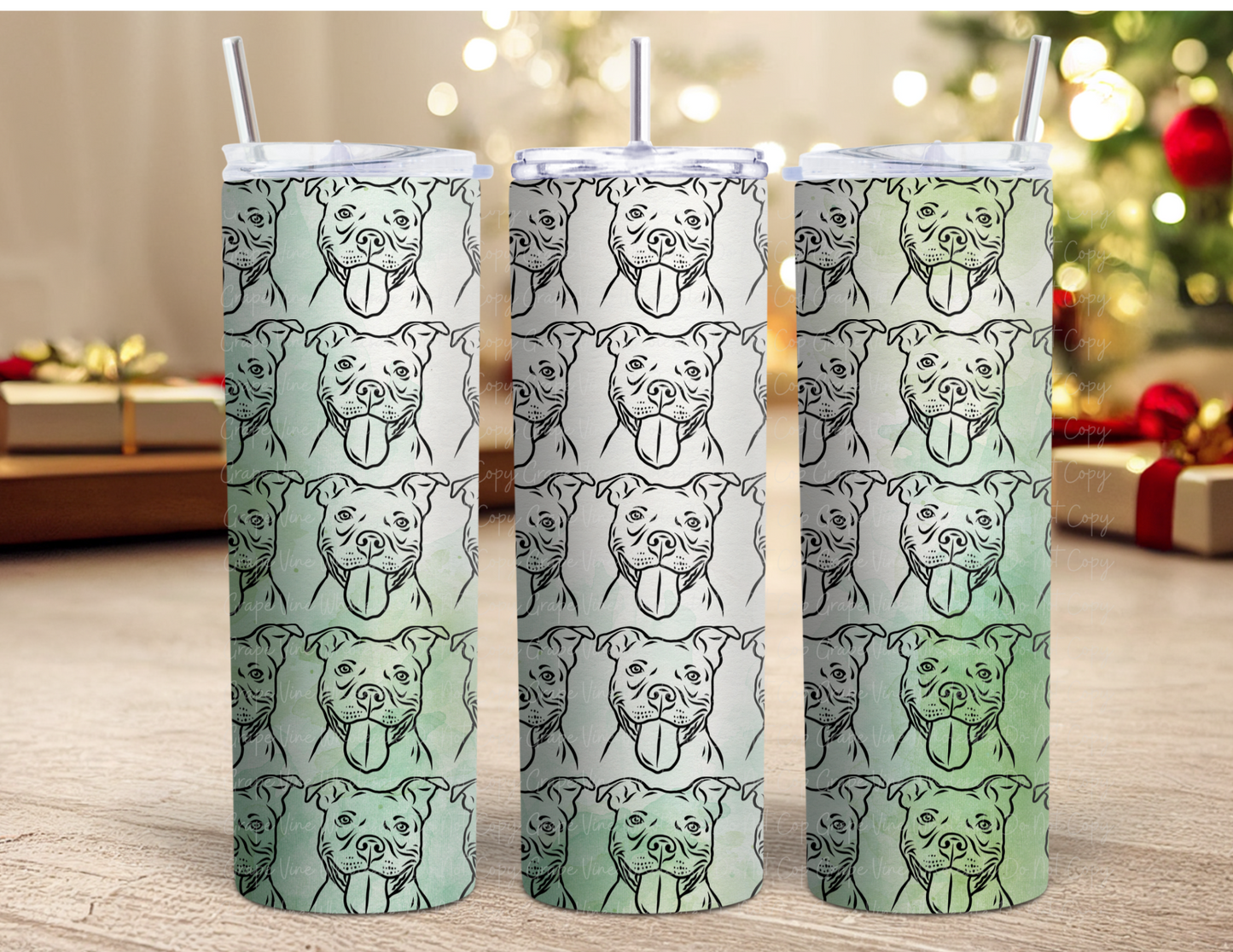 Watercolor Pitbulls 20oz Skinny Tumbler Grape Vine Wholesale