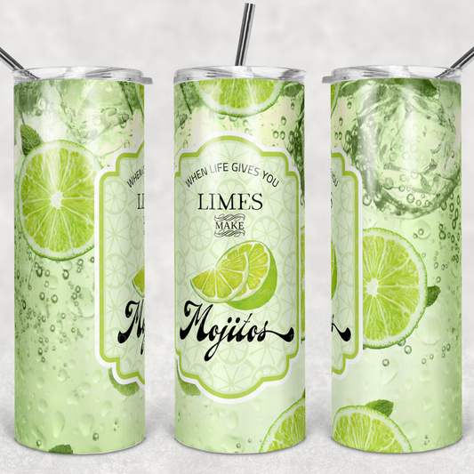 When Life Gives You Limes Make Mojitos 20oz Skinny Tumbler Grape Vine Wholesale