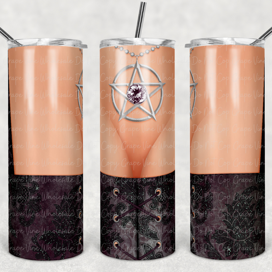 Witch Corset with Pentagram 20oz Skinny Tumbler Grape Vine Wholesale