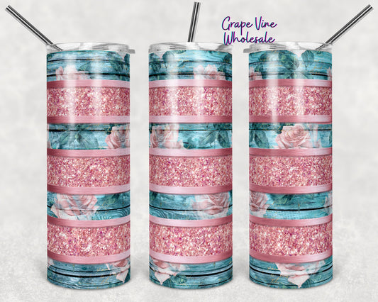 Shabby Chic Rosé Striped 20oz Skinny Tumbler